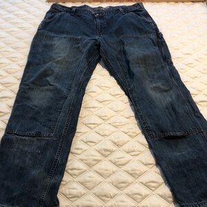 Carhartt Denim Blue Jeans Double Knee Work Carpenter Logger Pants 40 x 34 READ
